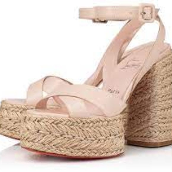 Christian Louboutin SUPER MARIZA 130 Platform Heels Espadrille Sandal Shoes - Picture 2 of 15